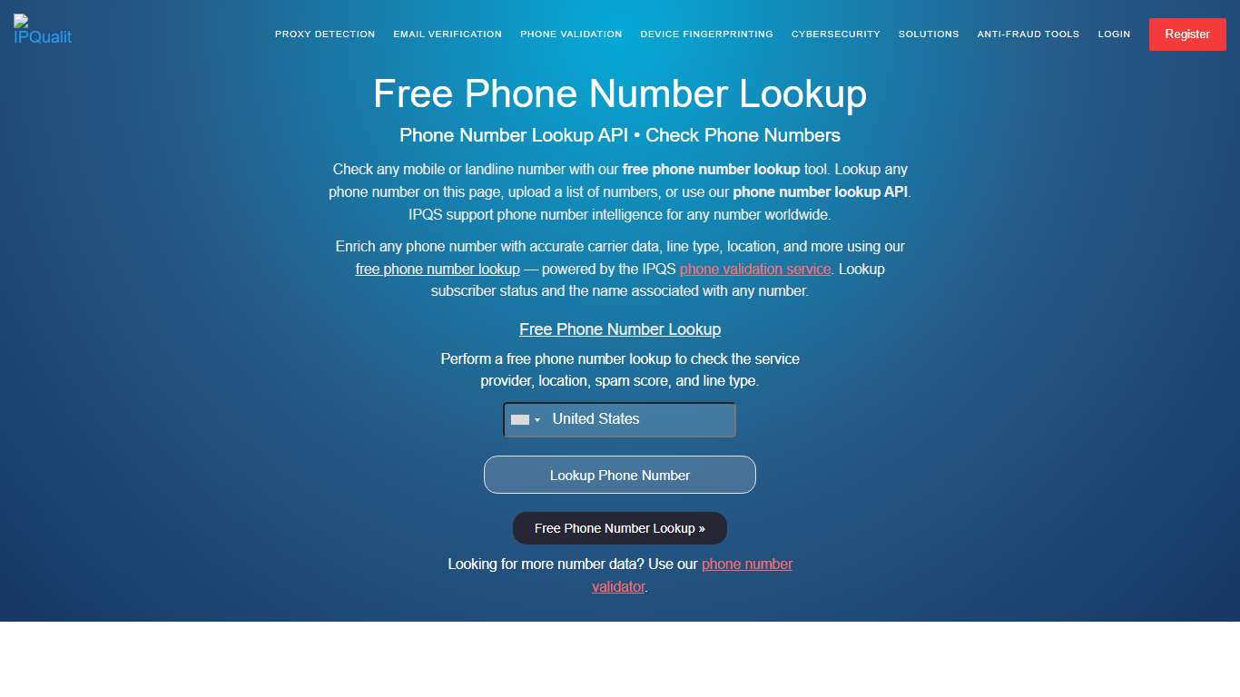 Free Phone Number Lookup Tool Phone Number Lookup API